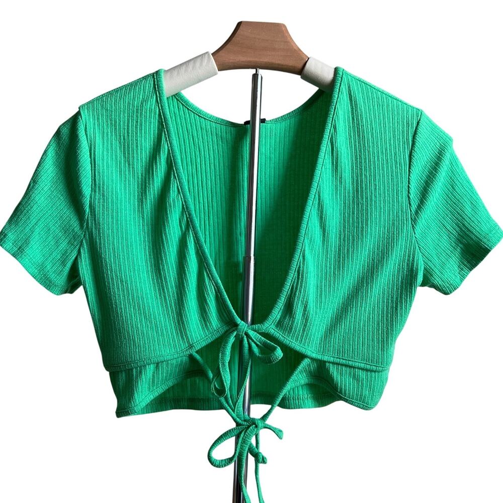 Wild Fable Women's Vibrant Green Short Sleeve Double Tie Shirt - XL - NWT